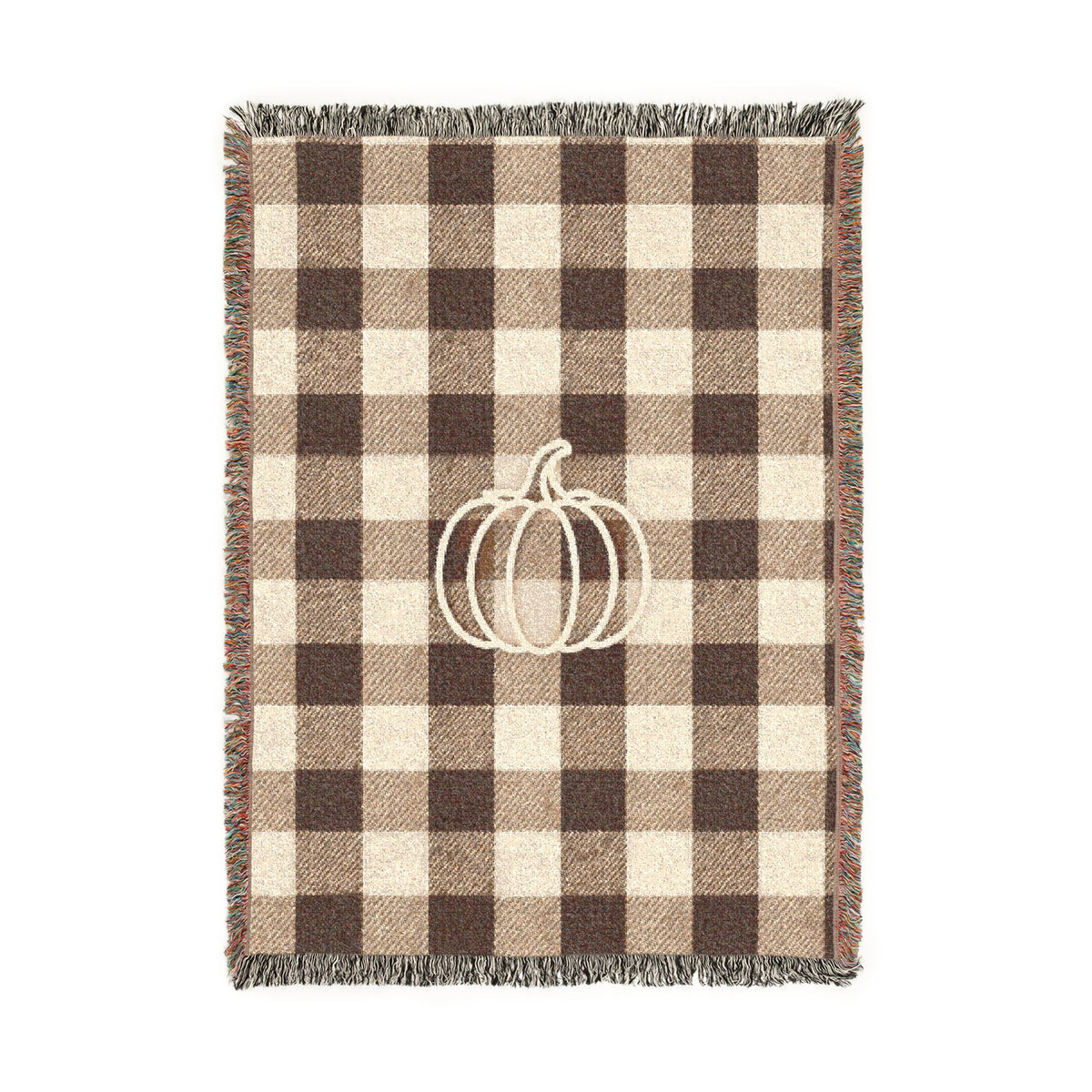 Autumn Pumpkin Plaid Woven Blanket