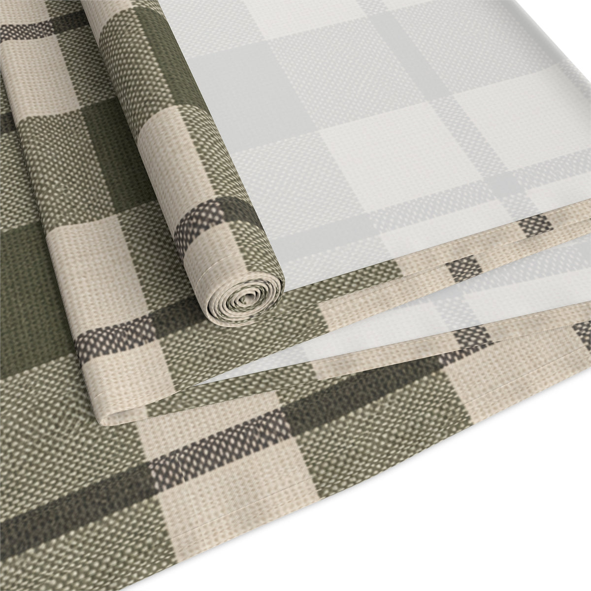 Christmas Table Runner, Olive Green Plaid Table Runner, Farmhouse Christmas Decor, Holiday Table Decor, Rustic Christmas Tablescape