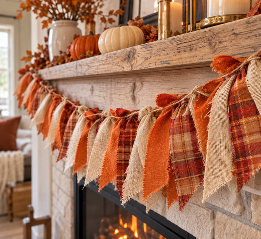 Simple Fall Ribbon Garland For Your Mantel