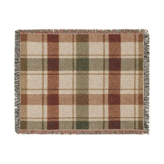 Copy of Plaid Woven Throw Blanket — Rustic Red & Olive Fringe Blanket