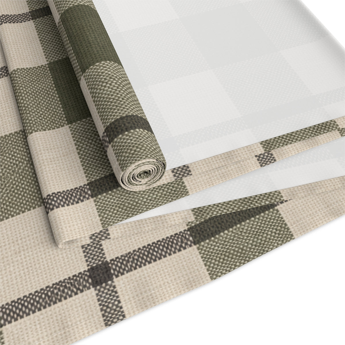Christmas Table Runner, Olive Green Plaid Table Runner, Farmhouse Christmas Decor, Holiday Table Decor, Rustic Christmas Tablescape