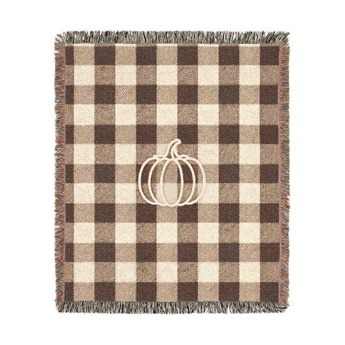 Autumn Pumpkin Plaid Woven Blanket