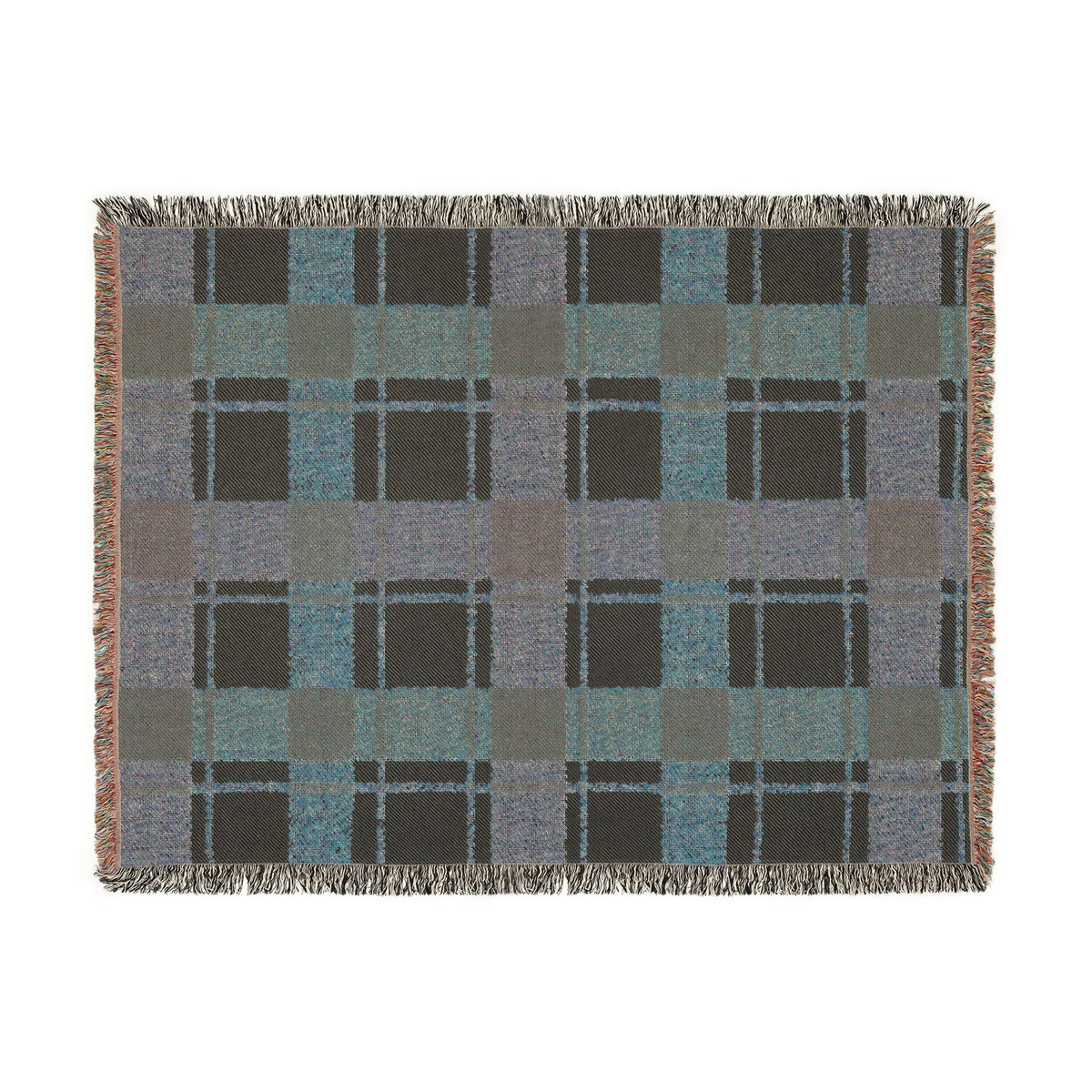 Plaid Woven Throw Blanket — Rustic Red & Olive Fringe Blanket