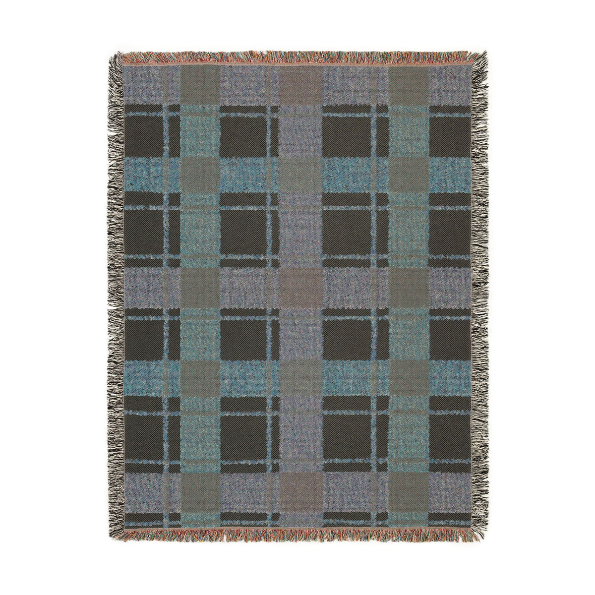 Plaid Woven Throw Blanket — Rustic Red & Olive Fringe Blanket