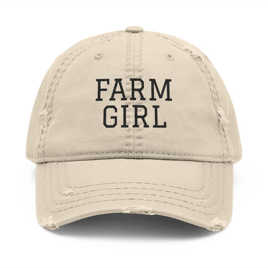 Farm Girl Distressed Embroidered Hat