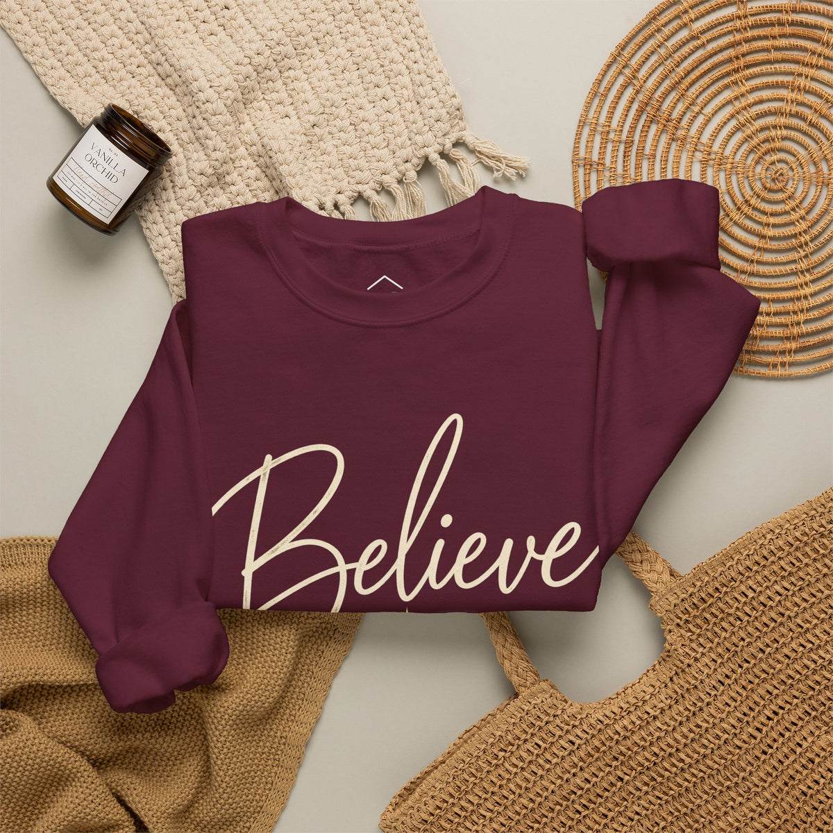 Believe Sweatshirt, Christmas Crewneck, Christmas Shirt, Womens Christmas Shirt, Christmas Gift, Country Shirt, Festive Holiday Gift