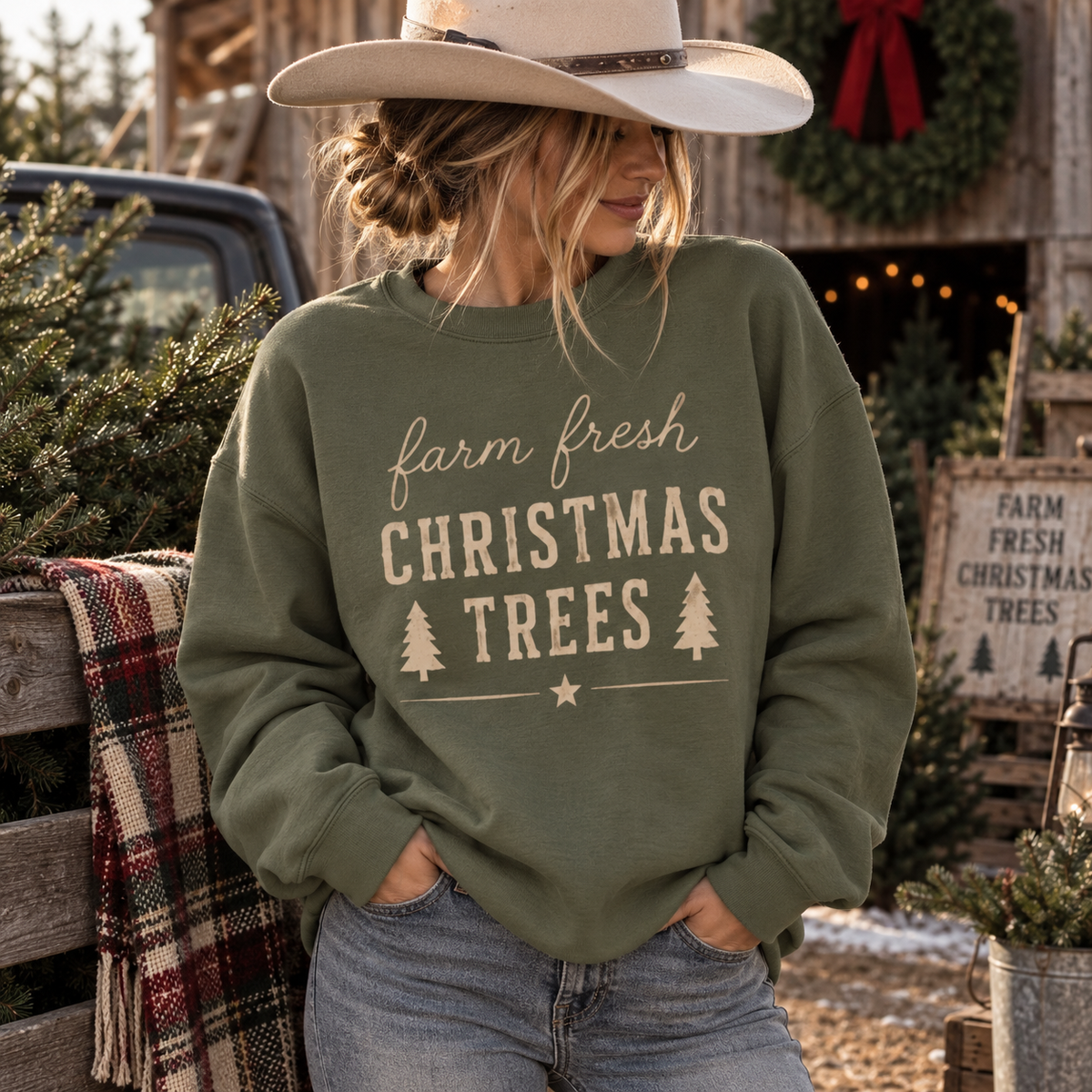 Farm Fresh Christmas Tress Sweatshirt