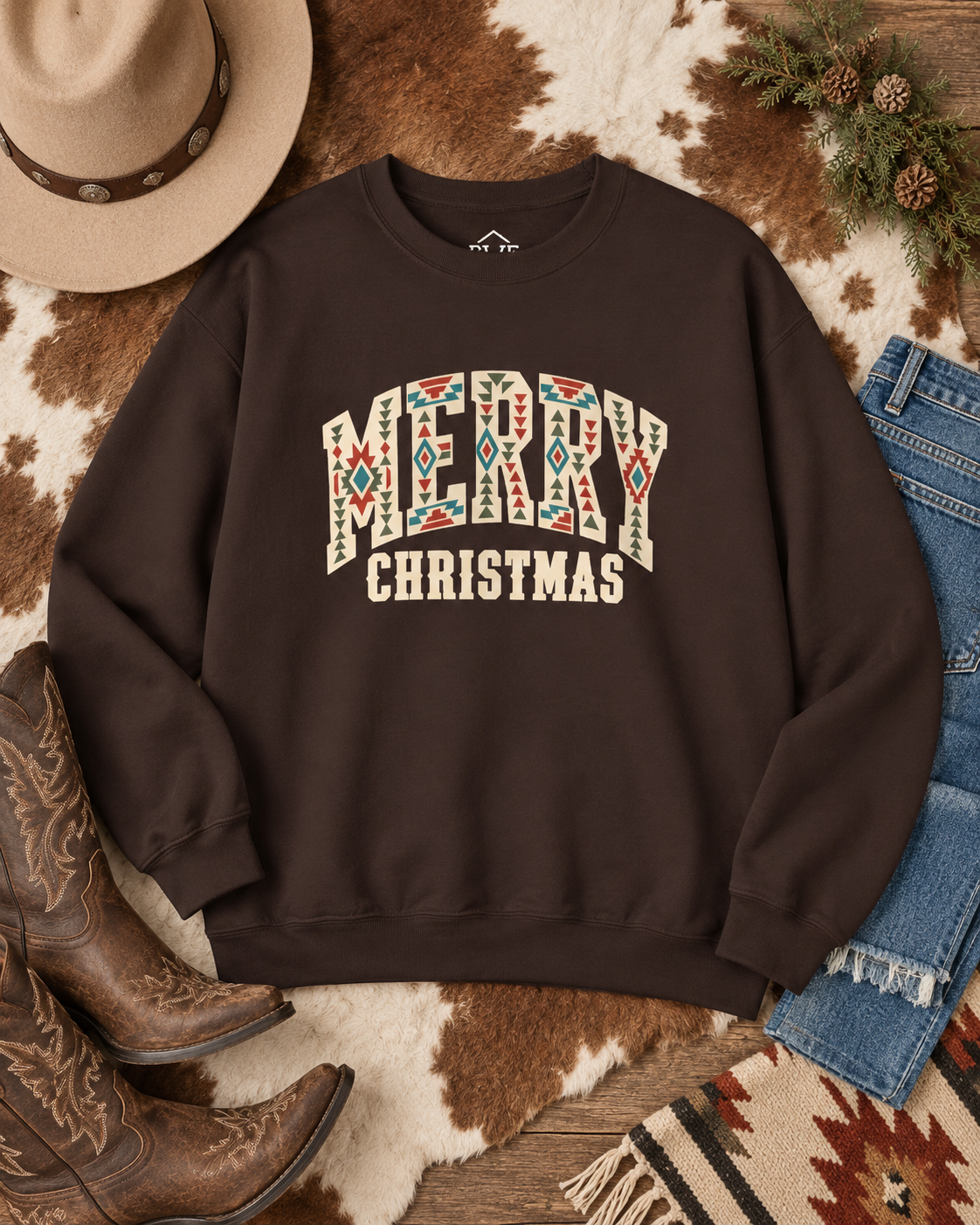 Merry Christmas Western Aztec Sweatshirt