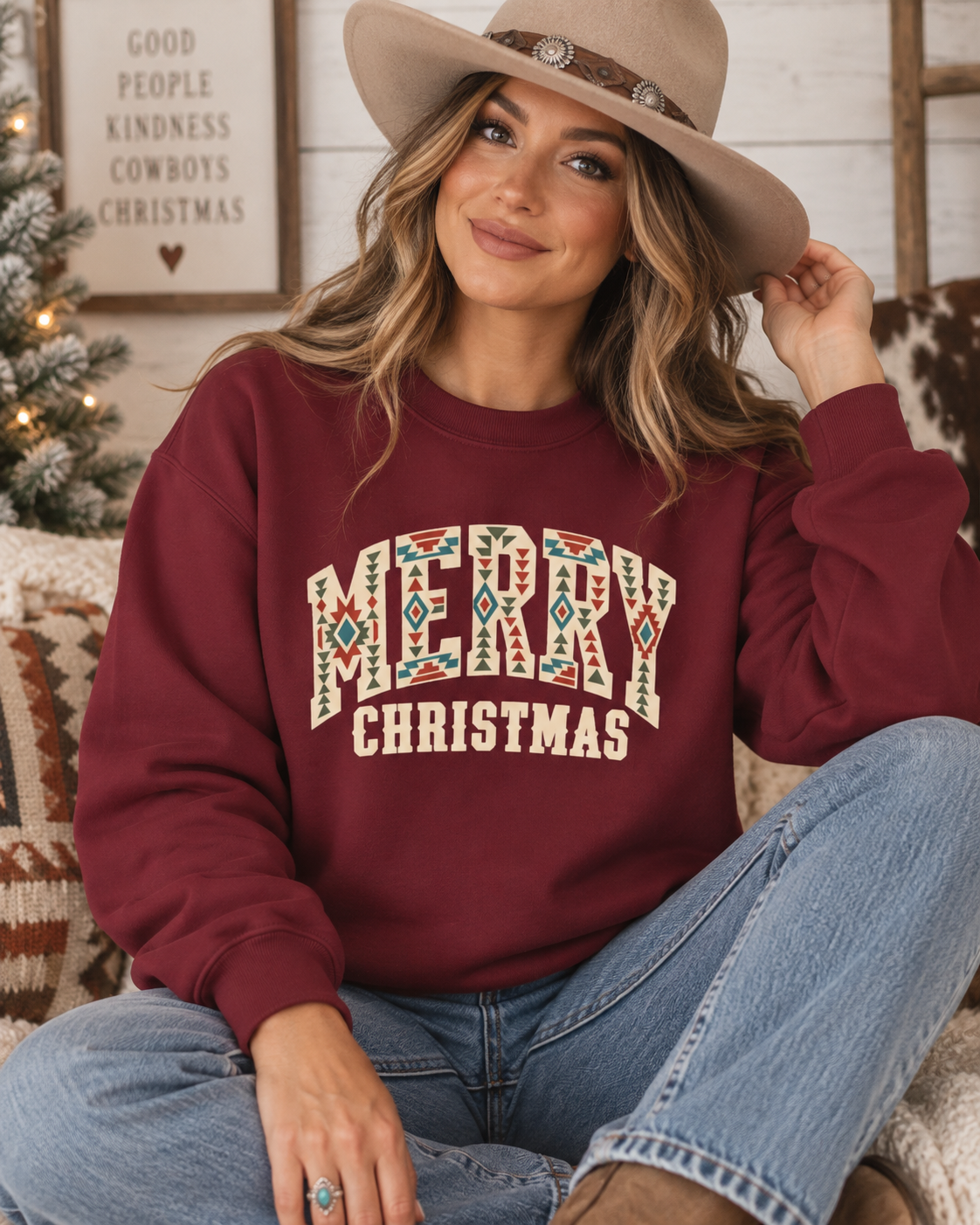 Merry Christmas Western Aztec Sweatshirt