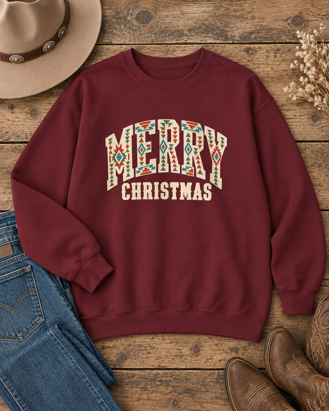 Merry Christmas Western Aztec Sweatshirt