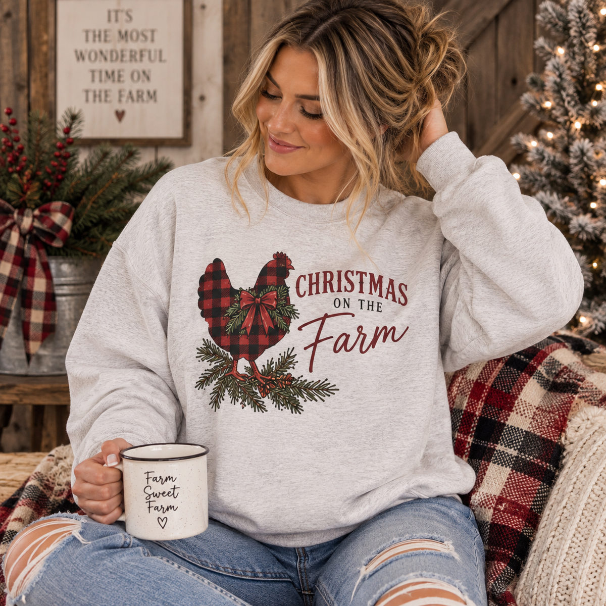 Christmas on the Farm Chicken Sweatshirt