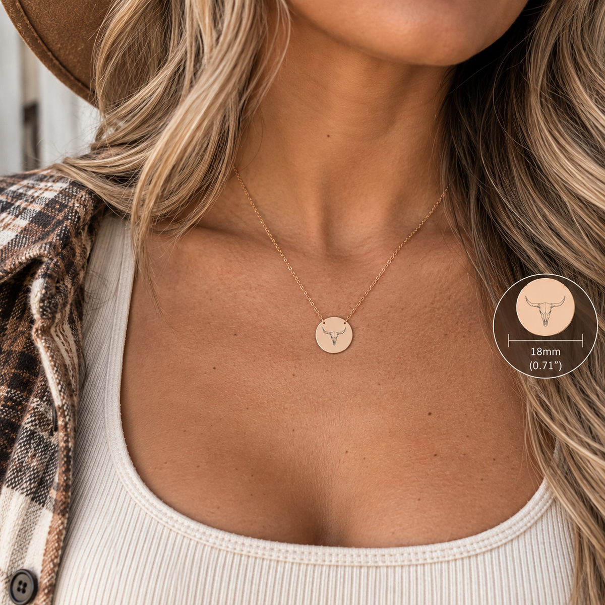 Bull Skull Engraved Necklace, Western Jewelry, Perfect Gift for Cowgirls Western Lovers, Cowgirl Gift, Western Necklace, Christmas Gift