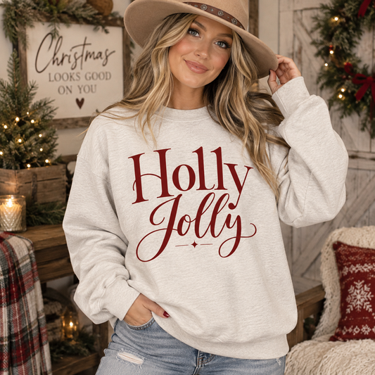 Holly Jolly Christmas Crewneck, Christmas Shirt, Womens Christmas Shirt, Christmas Gift, Country Shirt, Festive Holiday Gift