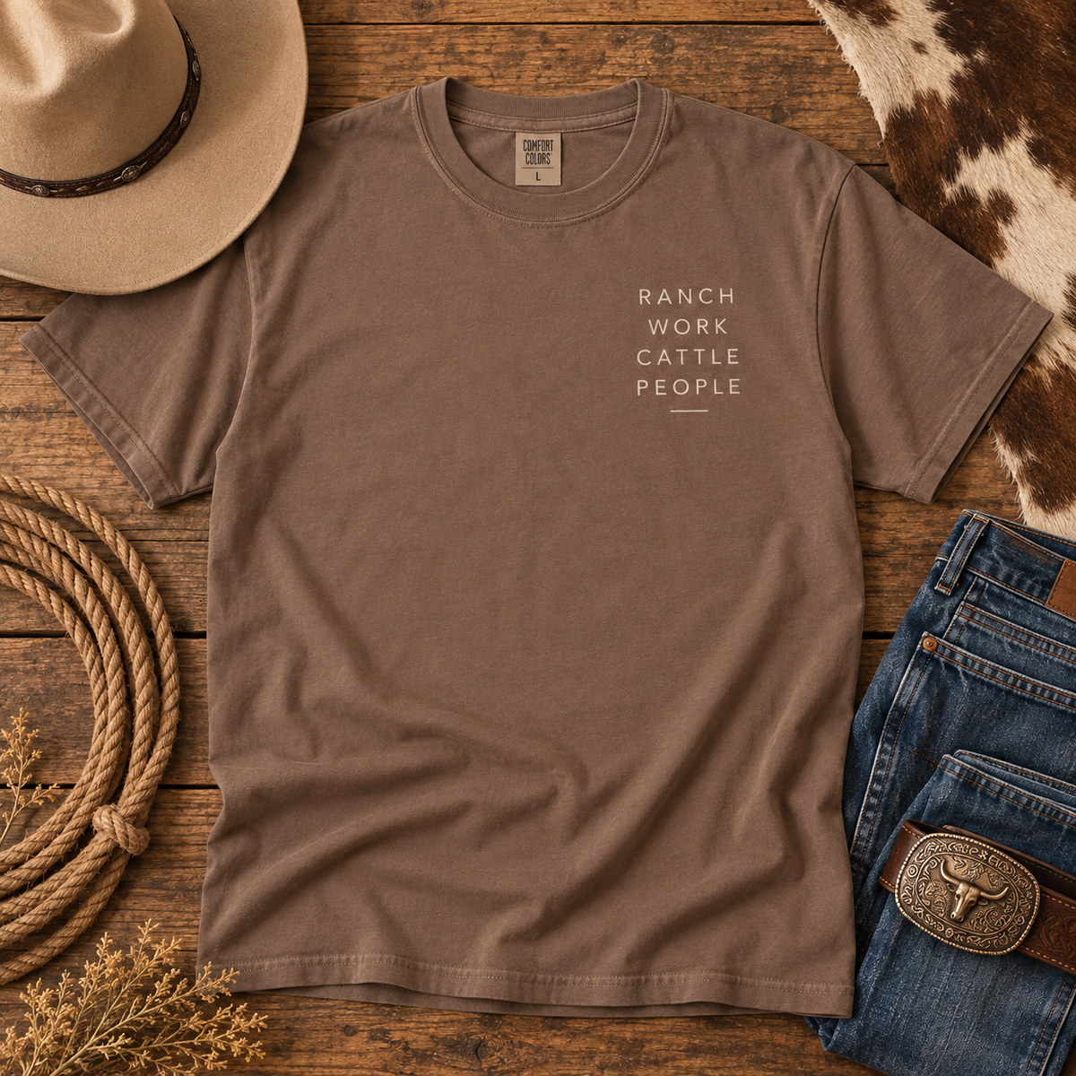 Men's Ranch T Shirt, Western Cowboy Shirt, Cattle Ranch Graphic Tee, Farm Work Clothing, Country Shirt for Men, Gift for Rancher