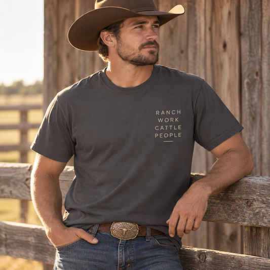 Men's Ranch T Shirt, Western Cowboy Shirt, Cattle Ranch Graphic Tee, Farm Work Clothing, Country Shirt for Men, Gift for Rancher