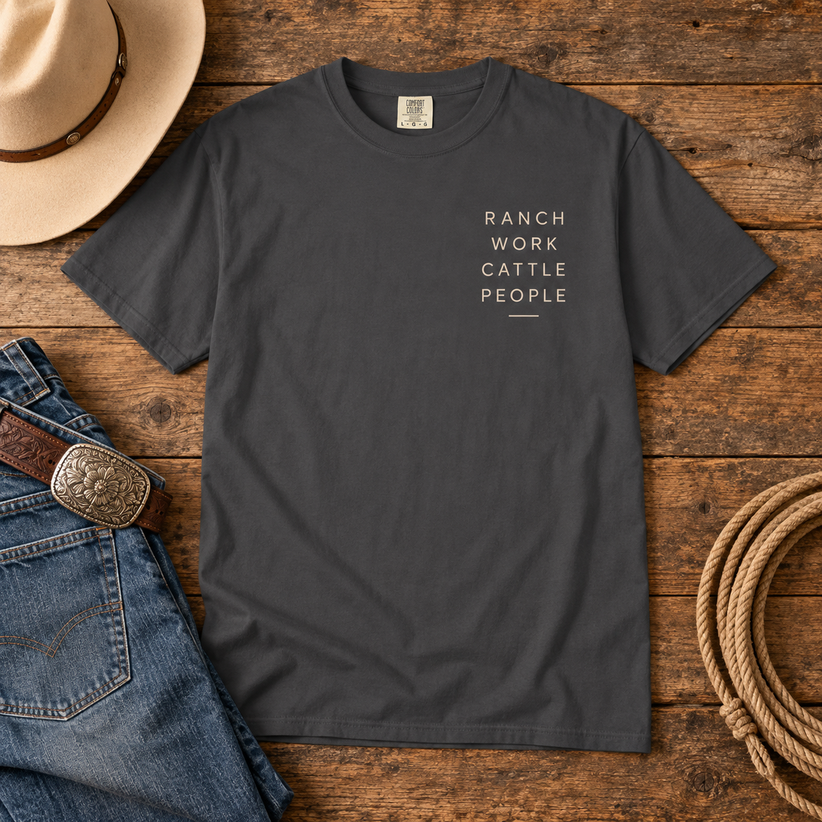Men's Ranch T Shirt, Western Cowboy Shirt, Cattle Ranch Graphic Tee, Farm Work Clothing, Country Shirt for Men, Gift for Rancher