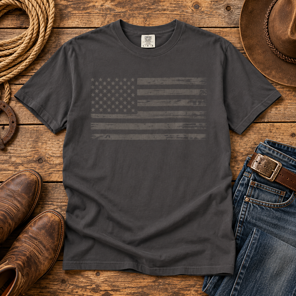 Men’s Distressed American Flag T-Shirt