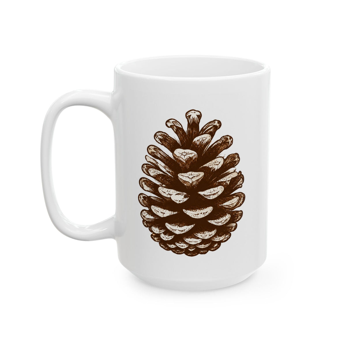 Pinecone Coffee Mug, Rustic Woodland Christmas Mug, Vintage Pine Cone Ceramic Cup, Cozy Cabin Coffee Mug, Winter Hot Cocoa Gift