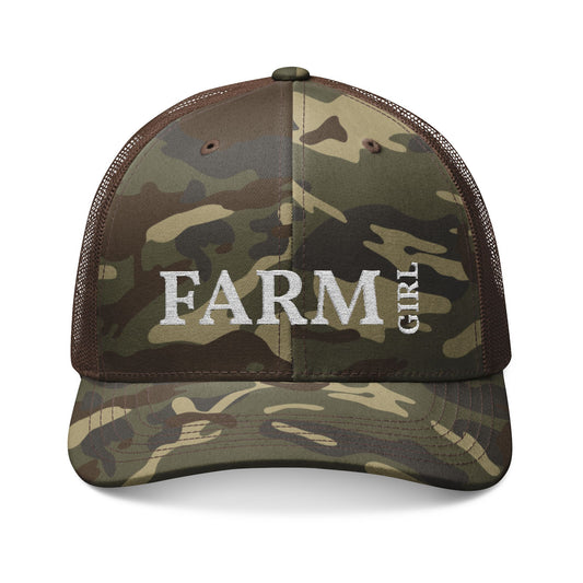 Farm Girl Camo Trucker Hat – Embroidered