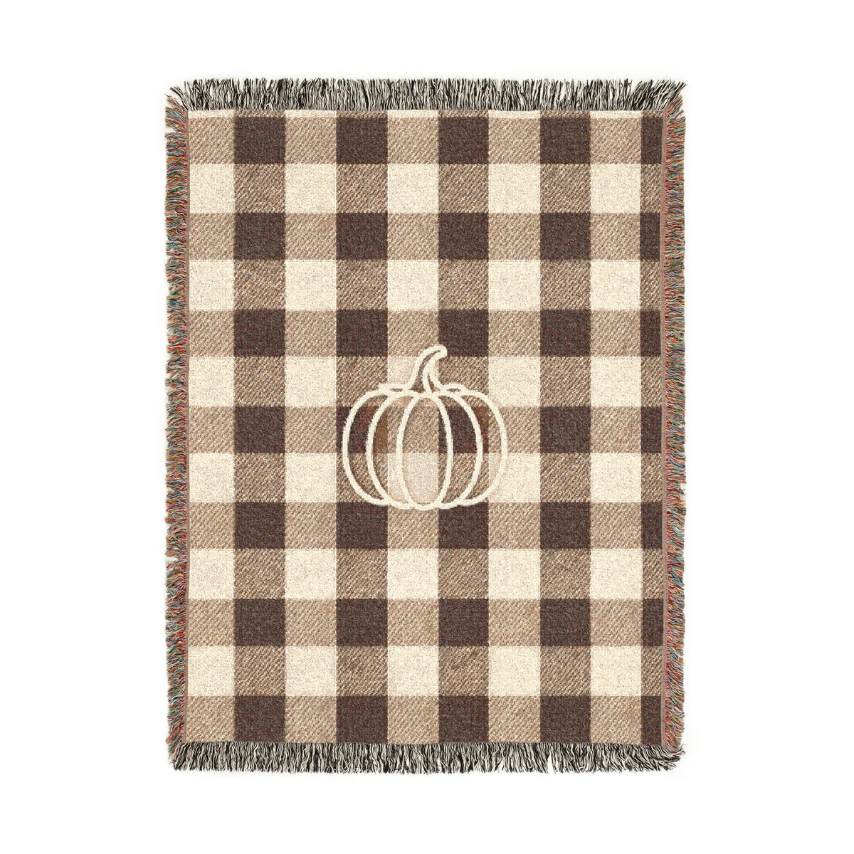Autumn Pumpkin Plaid Woven Blanket