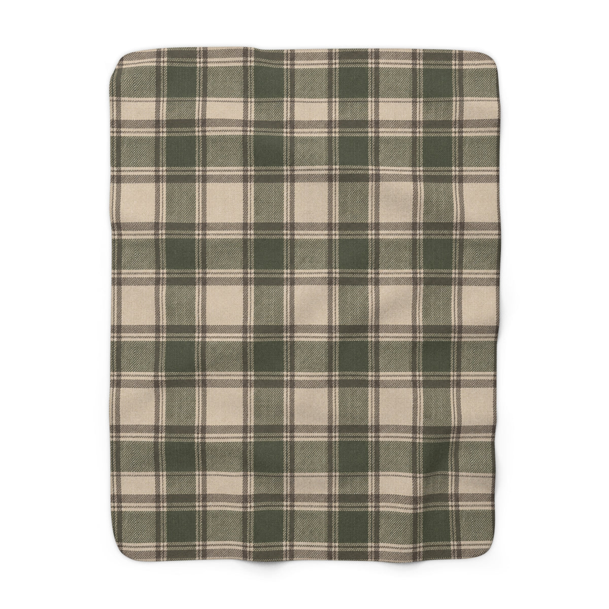 Olive Green Plaid Sherpa Blanket, Cozy Farmhouse Throw, Rustic Christmas Blanket, Soft Fleece Couch Blanket, Cabin Winter Decor