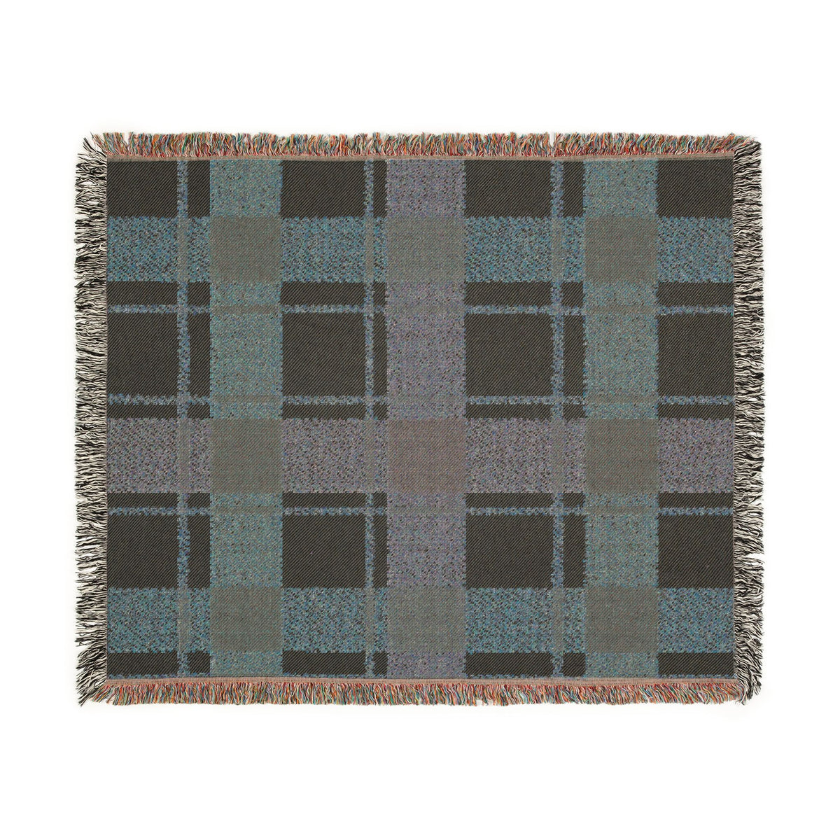 Plaid Woven Throw Blanket — Rustic Red & Olive Fringe Blanket