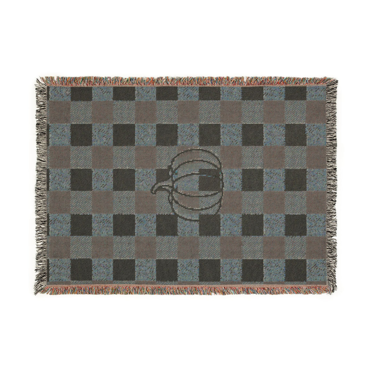 Autumn Pumpkin Plaid Woven Blanket
