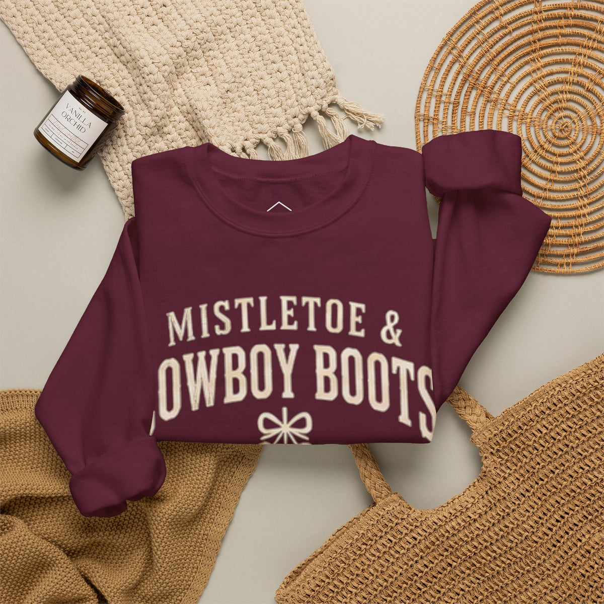 Mistletoe & Cowboy Boots Christmas Sweatshirt